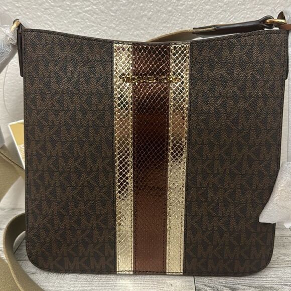 Michael Kors Jet Set Travel Metallic Messenger Bag NWT - Picture 2 of 16